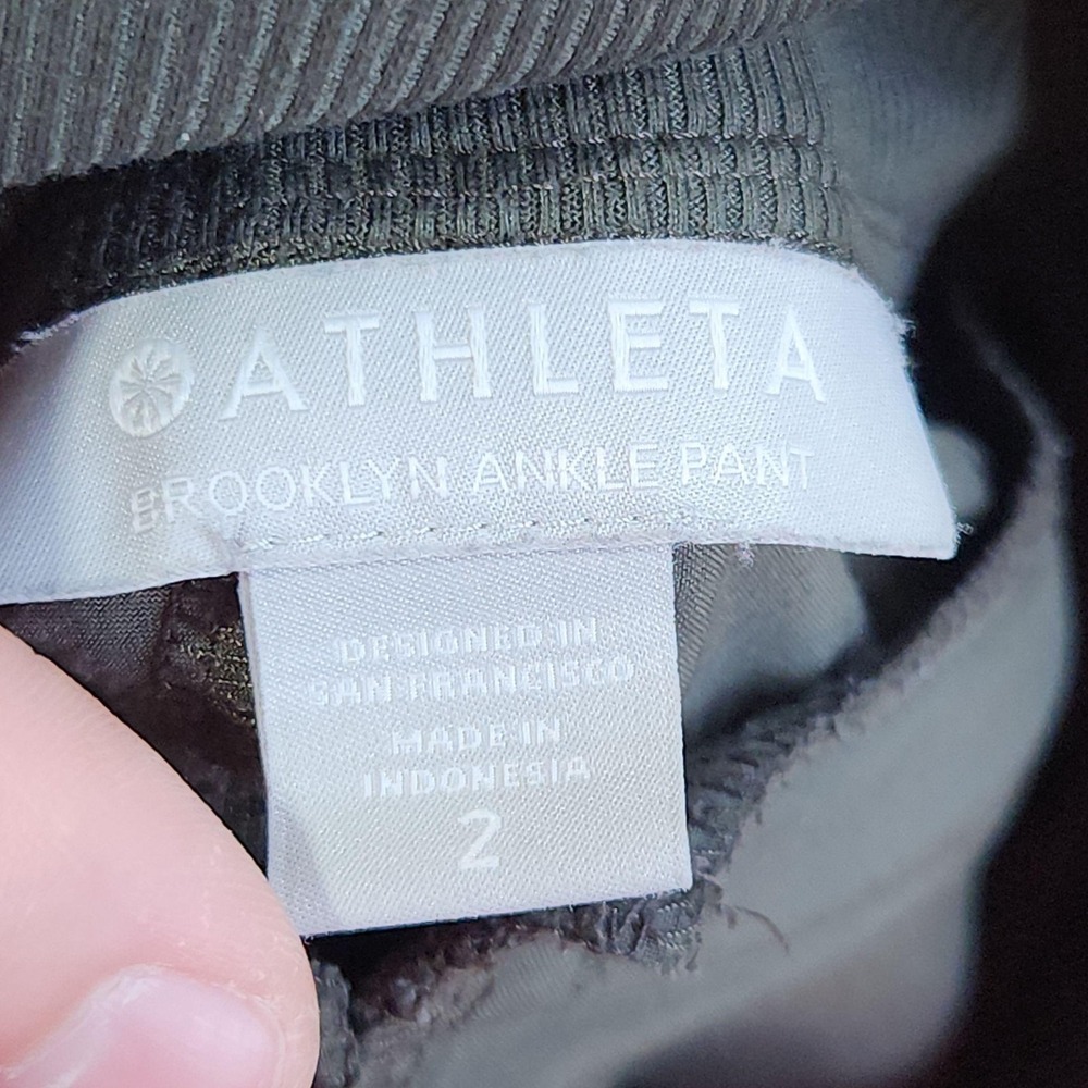 Athleta Brooklyn Ankle Pants Womens 2 Green Elastic Waist Pockets Stretch - Picture 3 of 10